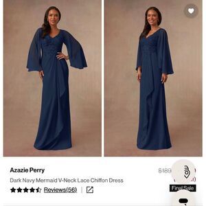 Azazie Perry Mother of Bride/Groom Formal Navy Dress Size A22 NWT